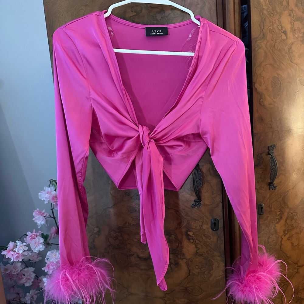 VICI Crop Satin Blouse